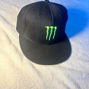 Monster Energy Black Snapback Hat with Green Logo